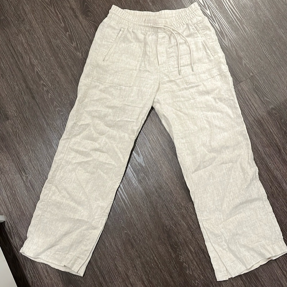 Athleta cream linen pant